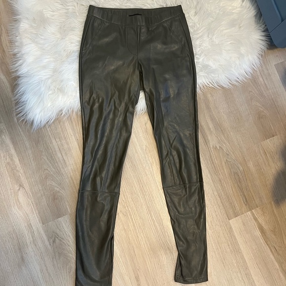 Aritzia Faux Leather Olive Leggings - Picture 8 of 8